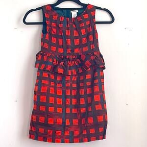 J. Crew Crewcuts cotton sleeveless plaid peplum ruffle dress sz 8